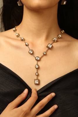 Classic crystal drop necklace set 3
