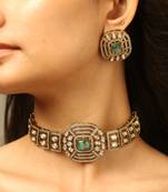 Aqua crystal statement choker set