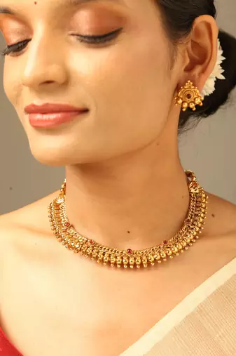 Traditional lakshmi temple necklace set