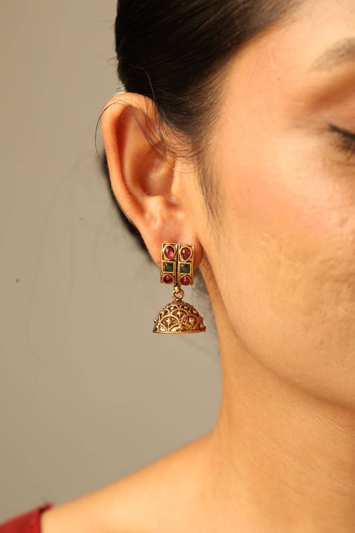 Antique ruby green stone bridal choker set