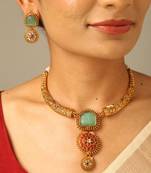 Antique ruby green stone bridal choker set