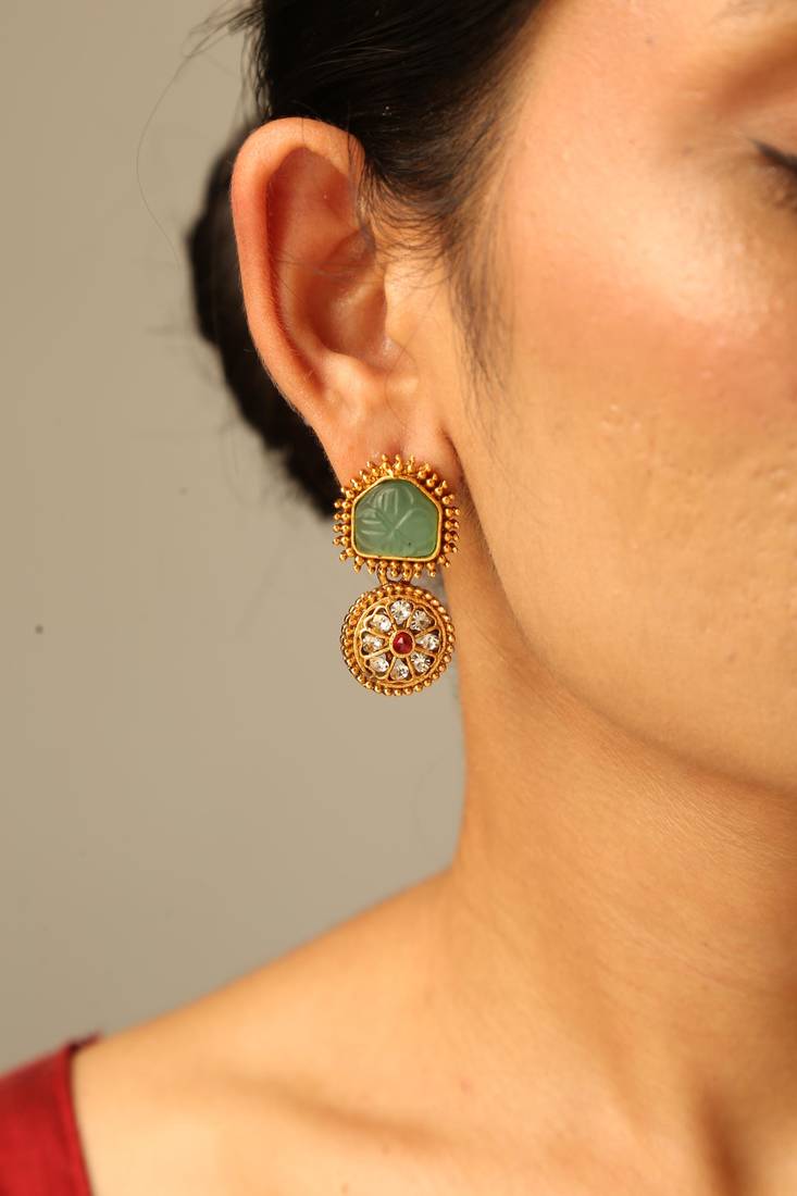 Antique ruby green stone bridal choker set