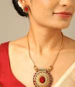 Antique floral temple pendant necklace set