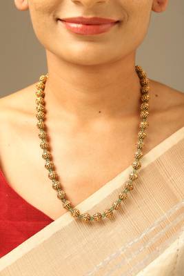 Traditional gold bead long necklace 3