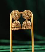 Antique gold dome crystal earrings