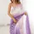 Purple women's elegant crunchy saree with sequins embroidery work & satin silk blouse