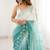 Sea green women's elegant crunchy saree with sequins embroidery work & satin silk blouse