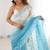 Blue women's elegant crunchy saree with sequins embroidery work & satin silk blouse