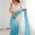 Blue women's elegant crunchy saree with sequins embroidery work & satin silk blouse
