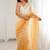 Yellow women's elegant crunchy saree with sequins embroidery work & satin silk blouse