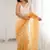 Yellow women's elegant crunchy saree with sequins embroidery work & satin silk blouse