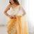 Yellow women's elegant crunchy saree with sequins embroidery work & satin silk blouse
