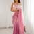 Pink women's elegant crunchy saree with sequins embroidery work & satin silk blouse