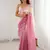 Pink women's elegant crunchy saree with sequins embroidery work & satin silk blouse