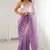 Purple women's elegant crunchy saree with sequins embroidery work & satin silk blouse