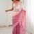 Pink women's elegant crunchy saree with sequins embroidery work & satin silk blouse