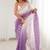 Purple women's elegant crunchy saree with sequins embroidery work & satin silk blouse