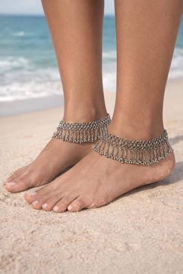 Oxidised silver anklet pair for women | indian ghungroo payal | boho ethnic ankle bracelet | handmade tribal jewelry 1