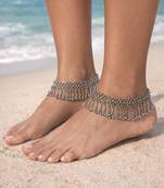 Oxidised silver anklet pair for women | indian ghungroo payal | boho ethnic ankle bracelet | handmade tribal jewelry