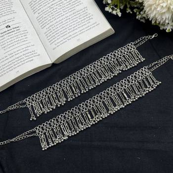 Oxidised silver anklet pair for women | indian ghungroo payal | boho ethnic ankle bracelet | handmade tribal jewelry 4