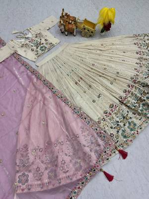 white tissue silk embroidered lehenga choli set 4