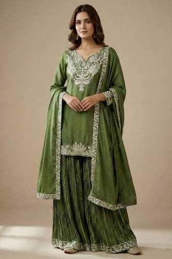 Mehendi designer faux silk readymade designer suit