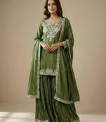 Mehendi designer faux silk readymade designer suit