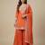 Orange designer faux silk readymade designer suit