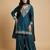 Teal designer faux silk readymade designer suit