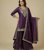 Maroon designer faux silk readymade designer suit