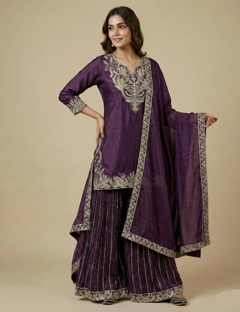 Maroon designer faux silk readymade designer suit