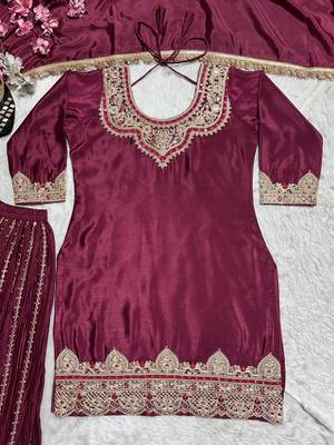 Wine designer faux silk readymade designer suit 2