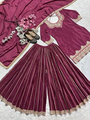 Wine designer faux silk readymade designer suit 3