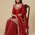 Red designer faux silk readymade designer suit