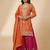Orange designer faux silk readymade designer suit