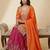 Orange designer faux silk readymade designer suit