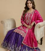 Pink designer faux silk readymade designer suit