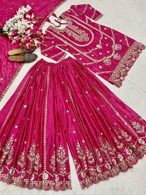 Pink designer faux silk readymade designer suit 3
