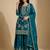 Teal designer faux silk readymade designer suit