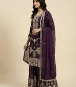 Maroon designer faux silk readymade designer suit
