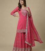 Pink designer faux georgette readymade designer suit