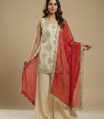 Cream designer silk blend readymade designer suit