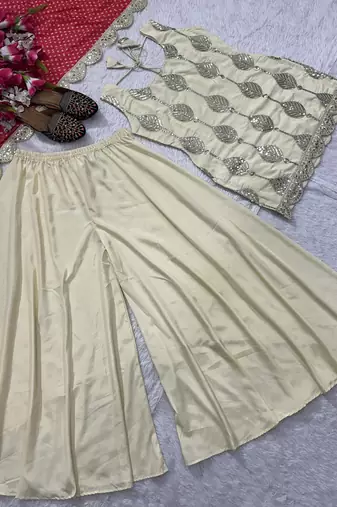 Cream designer silk blend readymade designer suit