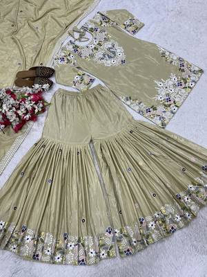 Cream designer crepe readymade designer suit 2