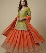 Yellow designer faux silk readymade designer suit