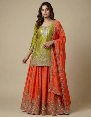 Yellow designer faux silk readymade designer suit 4