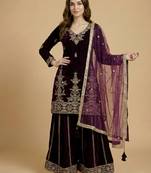 Maroon designer velvet readymade designer suit
