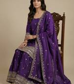Purple designer faux silk readymade designer suit
