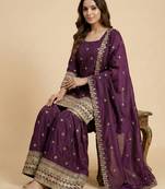 Maroon designer faux silk readymade designer suit