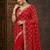 Red color Sequence embroidery work with Cut  work border Chiffon Silk Saree
